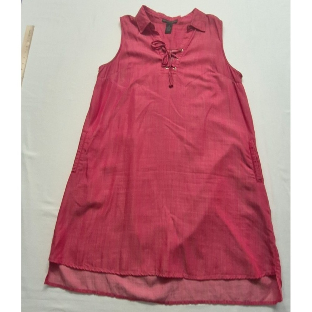 Grace Elements women's hot pink collared lace up neck sleeveless tunic dress XL